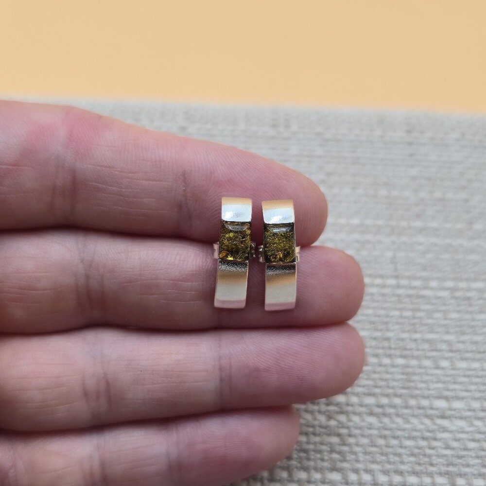 Sterling Silver Unique Design Amber Earrings A5633